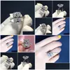 Кольцо-пасьянс из стерлингового серебра 925 пробы с бриллиантом 5 карат, муассанит, квадратное обручальное кольцо, кольца для женщин, подарок, Прямая доставка, ювелирные изделия Dhtj2