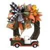 Decoratieve Bloemen 67JE Halloween Truck Krans Rustieke Eenvoudige Decoratie Voor Voordeur Boerderij Herfst Pompoen Kransen Ornament