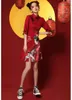 Ethnic Clothing Red Loose 2023 Modern Chinese Year Dress For Girls Cheongsam A-line Women 3/4 Sleeve Qipao Traditional Clothes