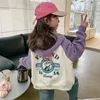 Jackets Spring Autumn Girls Cotton Contrast Cartoon Zip Sweatshirt School Kids Track Hoodie Child Work Coat Tops Outfit 314Yrs 231026