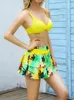 Roupa de banho feminina emagrecimento veach piscina com suporte rígido sexy cintura alta maiô saia estilo biquíni três peças conjunto