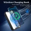 Solar Power Bank 36800mAh Wireless Fast Charger Powerbank Mobile Phone External Battery With LED Light Power Bank for Smartphone
