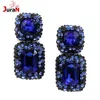 Stud JURAN Luxury Blue Crystal Square Dangle Earrings For Women Europe Style Elegant Banquet Party Jewelry Accessories 231026