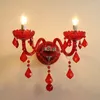 Vägglampa oufula rött bröllop kristall europeisk stil ljus lyxigt vardagsrum restaurang sovrum villa el el