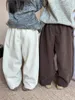 Брюки, зимние детские брюки, однотонные теплые вельветовые прямые брюки для мальчиков и девочек, утепленные повседневные брюки с флисовой подкладкой 231026