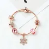 New Fashion snowflake pendant bracelet loose charms cateye beads bangle charm bracelet DIY Jewelry as gift for women and girl264f