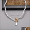 Pendant Necklaces 17Km Vintage Necklaces For Women Fashion Mti-Layer Shell Knot Pearl Chain Necklace 2021 Coin Cross Choker Dhgarden Otbbl