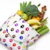 Sacos de compras Sacola lavável dobrável de mercearia reutilizável com estampa colorida de cachorro com bolsa