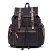 Backpack Vintage Unisex Casual Leather Canvas Rucksack Bookbag Satchel Hiking Travel Outdoor Shouder Bag For Men Women