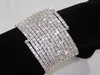 Bangle 12 Rows Rhinestone Bangle Armband Silver Plated and Gold Color Spiral Upper Arm Armband Bridal Wedding Jewelry for Women 231027