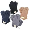 Gants Designer Automne et hiver chaud peluche coupe-vent mitaines à cinq doigts fourrure intégrée plus velours daim anti-dérapant cyclisme lettre marque gants 001