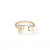 Band Rings Zircon Initial A-Z Letter Rings For Women Gold Stainless Steel Adjustable Opening Ring Name Alphabet Female Weddi Dhgarden Oti0Y