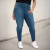 Kvinnors jeans termiska vinterbyxor plus storlek för kvinnor hög midja dra på leggings stretchy denim mager jegings pantalones de mujer