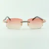 Designer dubbele rij diamanten buffs zonnebril 3524026 met zwart gemengde buffelhoorn benen bril Directe verkoop maat: 56-18-140mm