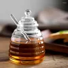 Storage Bottles 1Set Glass Honeycomb Tank Honey Container With Dipper And Lid Bottle For Home Wedding Party Kitchen Tools