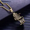 Pendant Necklaces Fashion Gold Silver Color Barber Shop Barber's Chair Seat Necklace Jewelry Long Chain Hip Hop Men296r