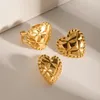 Conjunto de pendientes y collar de acero inoxidable sin deslustre, chapado en oro de 18 quilates, forma rómbica, pendiente/anillo inspirado en el corazón del amor, oreja de fiesta para mujer