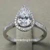 choucong Pear cut shape 5A Zircon Cz 925 Sterling Silver Engagement Wedding Ring Sz 5-11 Gift S18101607233E