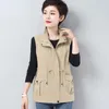 Women's Vests Casual Drawstring Cargo Vest Women 2023 Spring Summr Sleeveless Jacket Fashion Zipper Short Chalecos Thin Oversize Waistcoat