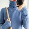 Suéter feminino cashmere mistura de algodão oco out gola alta mulheres pulôver 2023 outono inverno moda coreana gola alta jumper de malha