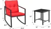 Camp Furniture 3-teiliges Schaukel-Bistro-Set aus Korbgeflecht, Terrassen-Außen-Gesprächssets mit Veranda-Stühlen und Couchtisch aus Glas, Rot
