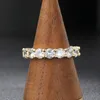 Bague de Tennis unisexe pour hommes et femmes, plaquée or jaune et blanc, rond de 4mm, CZ glacé, taille 5-10