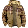 Men's Hoodies Zipper For Men Casual Tribal Graphic Prints Winter Coat Long Sleeve Sweatshirt Hooded Jacket Outerwear