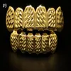 Fashion-REAL SHINY REAL GOLD PLACTING Top Bottom GRILLZ Bling Mouth Teeth Caps Hip Hop Grills264R