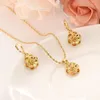 Conjunto de joyería para mujer, bonito collar de flores con colgante de rosa GF de oro macizo de 18 K, pendientes, regalo de boda para chica de Europa, afecto244J