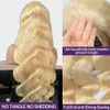 Syntetiska peruker Wigirl Blond 613 HD Body Wave Transparent 13x4 Spets frontalt mänskligt hår 250% Remy vatten 13x6 Front Wig For Women 231027