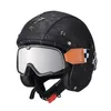 Hełmy motocyklowe Keaz Open Face Helmet /4 z rowerem goggle mężczyzn skórzane niemieckie odrzutowce Zatwierdzone kropki