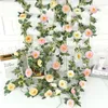 Decoratieve Bloemen 1 Pc Guirlande Planten Wijnstok Kunstmatige Rose String Creeper Krans Nep Gebladerte Bloem Party Home Decorting