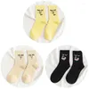 Women Socks 3 Pairs Cotton Casual Korea Harajuku Fashion Men Candy Colors Funny Unisex Surprise Middle Tube Crew Sock For Female