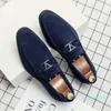 Zapatos Planos Ante Hebilla De Metal Zapatos Leffer Decorativos para Hombres Cómodos Tacón Bajo Costura Casual Negocio Británico Versátil