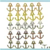 Hallazgos Componentes Joyería1000Pcs 14x19Mm Accesorios De Joyería Diy 5 Colores Bronce Plata Aleación De Color Dorado Vintage Ocean Anchor Charms235M