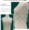 Réservoirs pour femmes Femmes Crochet Creux Out Mesh Gilet À La Main Imitation Perle Soutien-Gorge Bijoux Sous-Vêtements Sexy Perlé Cristal Cami