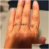 Band Rings Tiny Initial Letter Rings For Women Gold Stainless Steel Finger Adjustable A-Z Ring Boho Aesthetic Jewelry Bijoux Dhgarden Otzox