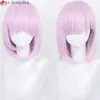 Trajes de Catsuit Anime Spy X Família Cosplay Fiona Frost Wig 37cm Curto Luz Rosa Resistente ao Calor Sintético Nightfall Halloween Party Mulheres Perucas