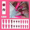Накладные ногти, длинные шпильки, модные розовые, желтые, леопардовые, полное покрытие, французские съемные типсы для ногтей для женщин и девочек
