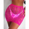 2023 NYTT SEXY MESH LINGERIE MINI DRESS Kvinnor Sexig Bodstocking Rheinestone Glänsande Crotchless Body Doll