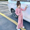 Clothing Sets Girls 2 Pieces Kids Boutique Korean 2023 Autumn Hooded Casual T-shirt Pants All-match Sports Wide Leg Fashion