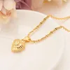 Bijoux éthiopiens en or jaune massif 14 k, ensemble de cœur rempli d'amour, pendentif, chaîne, boucles d'oreilles, mariée africaine, fleur de mariage, Bijoux207t