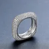 Anneaux de cluster Zircon autrichien Bague de mode Micro pavé cubique doigt carré pour femmes Bague Anel Anello Halka Prsten Ringen