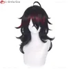 Catsuit Costumes vtuber Luxiem vox akuma cosplay długi 50 cm czarny wyróżnia ciepło syntetyczne peruki anime halloweenowe Partyjne Partyjne Partyjne