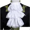 Bow Ties Adts Mens Victorian Lace Jabot och manschetter för barn avtagbar krage scenfest kolonial pirat steampunk kostym tillbehör d dhs6l