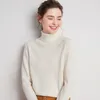 Kadın Sweaters Koyun Koyun 100 Saf Merino Yün Süvarisi Kış Yavurucu Yeltin Kazak Dişli Uzun Kollu Örme Jumper Alts Tops 231026