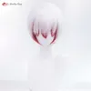 Costumes Catsuit Bungo Stray Dogs Saigiku Jono Cosplay blanc rouge dégradé boucles d'oreilles résistant à la chaleur cheveux fête Anime perruques + bonnet de perruque