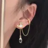 Designer Vivian Viviene Western Empress Dowager Saturn Full Diamond Water Drops Ear Clip Integrerade örhängen Ear Studs Small Design Long Tassel Earrings High Editi