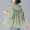 Women's Trench Coats Loose Summer Thin Coat Sun Protection Clothing 2023 Fashion Chic Hooded Big Pocket Wild Jacket Female Outerwear