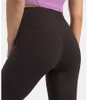 Lu Seitentaschen-Leggings, Lycra-Stoff, einfarbig, Damen-Yogahose, hohe Taille, Sport, Fitnessstudio, Kleidung, Leggings, elastische Fitness, Damen-Outdoor-Sporthose